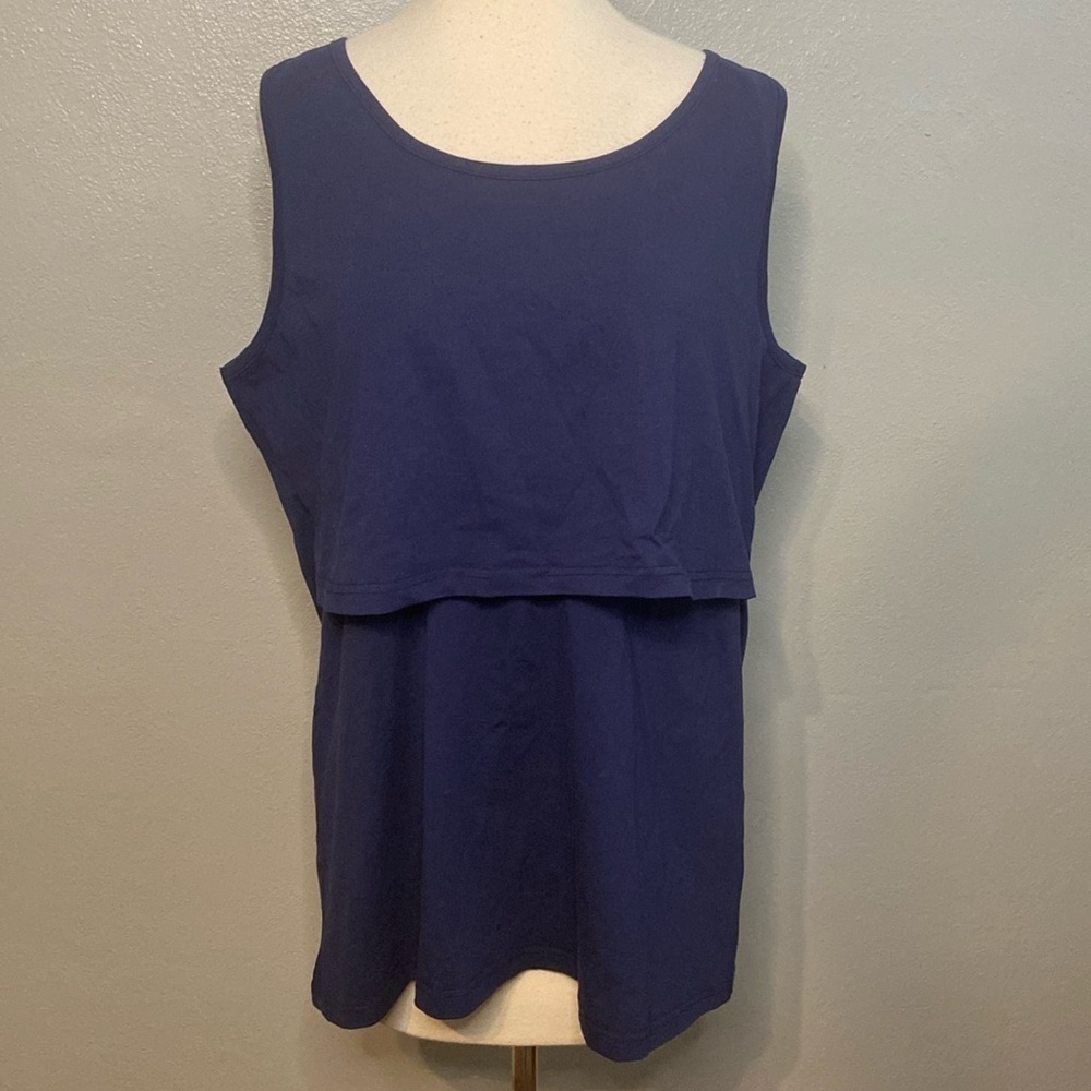 NWT SMALLSHOW Maternity Nursing Tank Top Purplish Blue XL